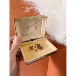 VINTAGE AMBER MCM DANGLE CLIP EARRINGS